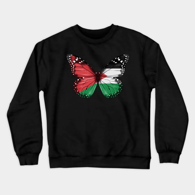 Palestinian Flag  Butterfly - Gift for Palestinian From Palestine Crewneck Sweatshirt by Country Flags